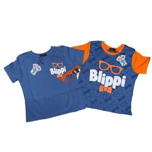 Blippi Boys Short Sleeve T-Shirt bundle costume size 2T NWT with blippi glasses